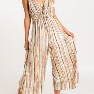 Lush Striped Front-tie Jumpsuit (M)